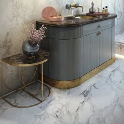 Aytm - Sino-bijzettafel 10 Aytm - Sino-bijzettafel -Meubilair Verkoopwinkel AYTM Sino Beistelltisch 40 x 50 cm gold Marmor braun Ambiente