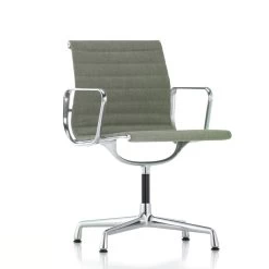 Vitra - Ea 103 Stoel Gecoat Diep Zwart Met Armleuningen, Hopsack Nero (viltglijder) -Meubilair Verkoopwinkel Aluminium Chair EA 103 elfenbein forest