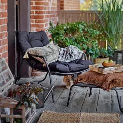 Bloomingville - Boel Ligstoel Met Voetsteun, Zwart -Meubilair Verkoopwinkel Bloomingville Boel Liegestuhl mit Fussablage schwarz Ambiente