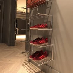 Frost - Nova Schoenrek -Meubilair Verkoopwinkel Frost Nova Schuhregal Edelstahl gebuerstet Situation 2