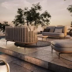 Gloster - Deco Tapijt Outdoor -Meubilair Verkoopwinkel Gloster Mistral Sofa grau Mistral Couchtisch 102 x 60 cm Teak Situation 1 1