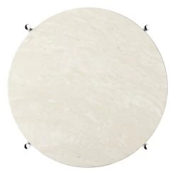 Gubi - TS Salontafel -Meubilair Verkoopwinkel Gubi TS Couchtisch poliert Travertin weiss Draufsicht frei