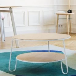 Hartô - Eugénie Salontafel -Meubilair Verkoopwinkel Harto EUGENIE weiss rund Couchtisch metall Holz 03 Ambiente