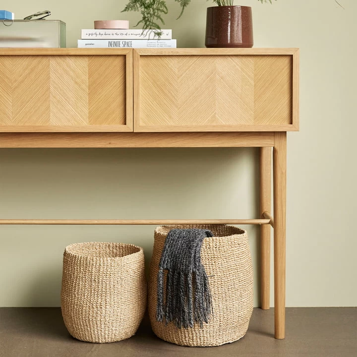 Hübsch Interior - Console Tafel Met Visgraatmotief, Eiken 3 Hübsch Interior - Console Tafel Met Visgraatmotief, Eiken - Afbeelding 3