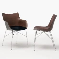 Kartell - Q/houten Fauteuil -Meubilair Verkoopwinkel Kartell PWood Stuhl Basic Untergestell verchromt Buche dunkel gruppe