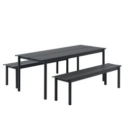 Muuto - Linear Steel Bank 12 Muuto - Linear Steel Bank -Meubilair Verkoopwinkel Muuto Linear Steel Bank und Tisch schwarz