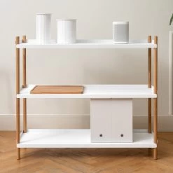 NINE - BOLT Plank -Meubilair Verkoopwinkel NINE BOLT Regal 88 x 100 cm 3 Boeden Eiche weiss Situation