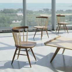 Knoll - Straight Stoel, Notenhout -Meubilair Verkoopwinkel Straight Stuhl wanlnussholz ambiente2