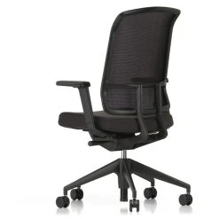 Vitra - AM-stoel -Meubilair Verkoopwinkel Vitra AM Chair Rueckseite Ruecken schwarz Plano nero Fuenfstern Untergestell Kunststoff schwarz mit 2D Armlehnen frei 1