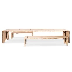 Weltevree - Forestry Eettafel 12 Weltevree - Forestry Eettafel -Meubilair Verkoopwinkel Weltevree Forestry Esstisch 255 x 80 cm mit Baenken L 235 cm Douglasie