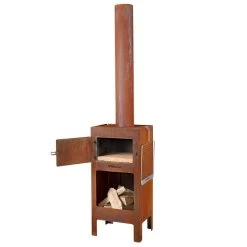 Weltevree - Stalen Kachel Voor Buiten -Meubilair Verkoopwinkel Weltevree Outdoor Stahlofen rostbraun schraeg geoeffnet frei