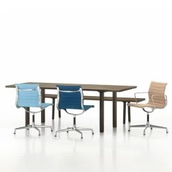 Vitra - EA 104 Stoel, Draaibaar Met Armleuningen, Hopsak Nero Bekleding, Voet Gepolijst -Meubilair Verkoopwinkel Wood Table Bench Aluminium Group EA104