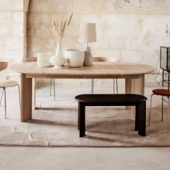 Ferm Living - Bevel Uitschuifbare Tafel 5 Ferm Living - Bevel Uitschuifbare Tafel -Meubilair Verkoopwinkel ferm Living Bevel Bank 90 x 35 cm Eiche schwarz geoelt Situation 2